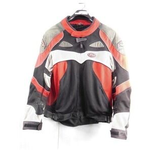 Field Sheer Men's Black White Red & Grey Padded Motorcycle Jacket Sz. 2XL